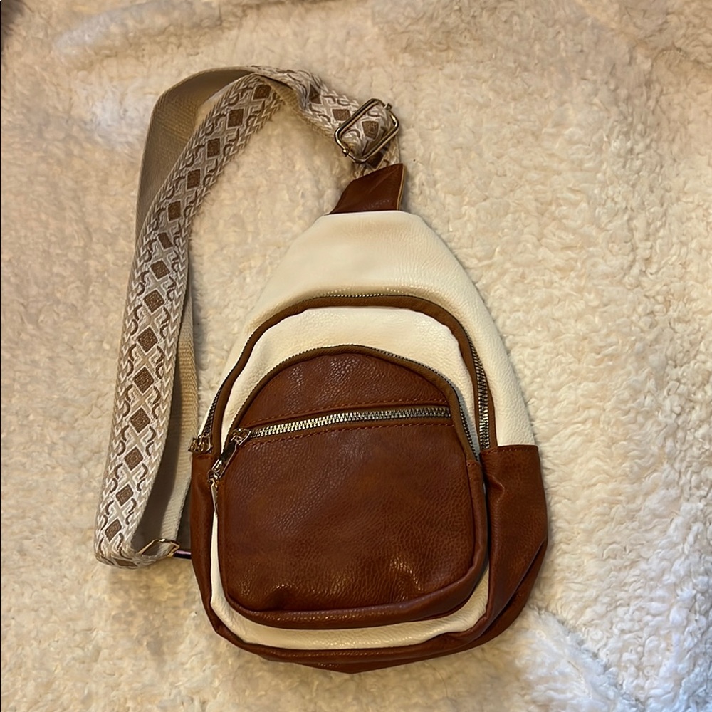 Stylish Brown and Cream Sling Bag